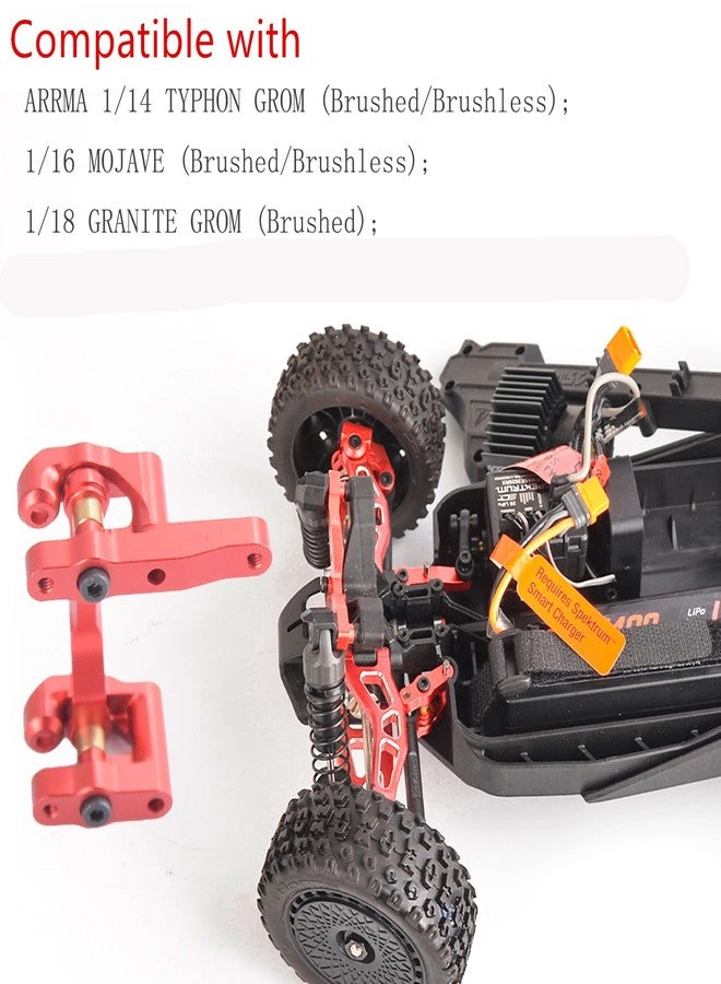 UURCSKY قطعة ترقية مجموعة توجيه التحكم عن بعد المصنوعة من الألومنيوم لشاحنة ARRMA 1/18 Granite Grom Mega 380 Brushed 4X4 Monster Truck و Typhon Grom Mega 380 Brushed 4X4 Buggy 1/16 Mojave RC Car (أحمر) - Image 3